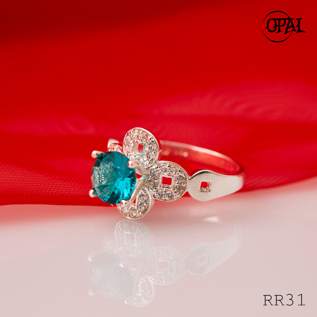 RR31-Nhẫn bạc đính đá Ross OPAL