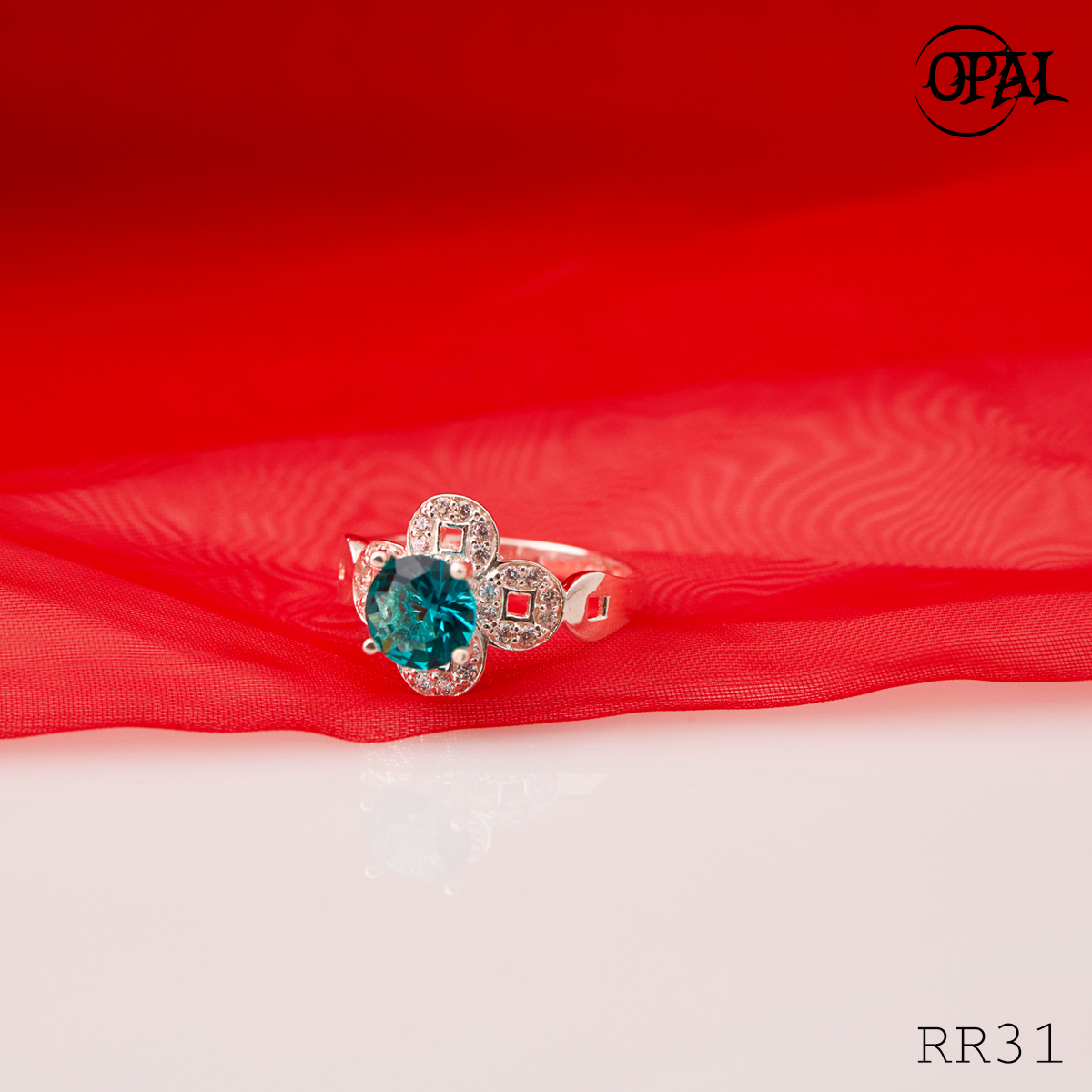 RR31-Nhẫn bạc đính đá Ross OPAL