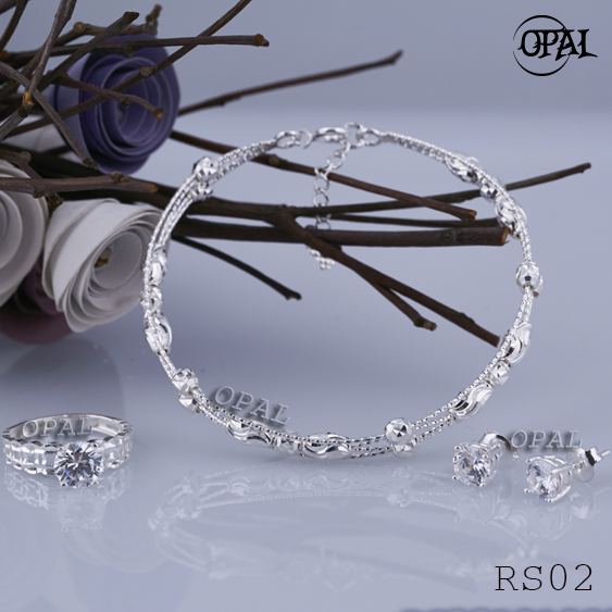  RS02 - Bộ trang sức bạc đính đá ross OPAL 