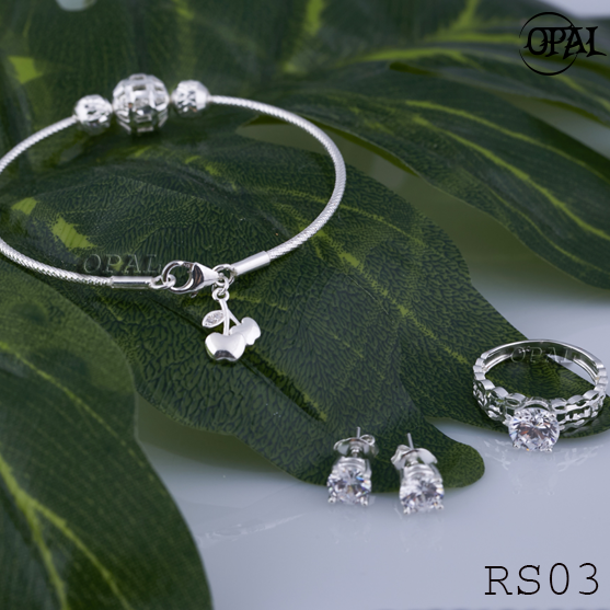  RS03 - Bộ trang sức bạc đính đá ross OPAL 
