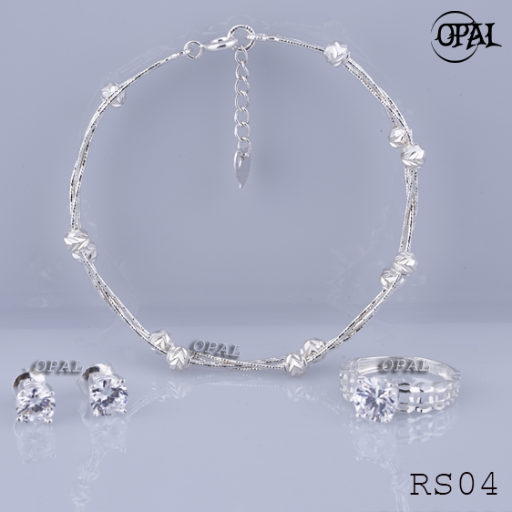 RS04- Bộ trang sức bạc đính đá ross OPAL
