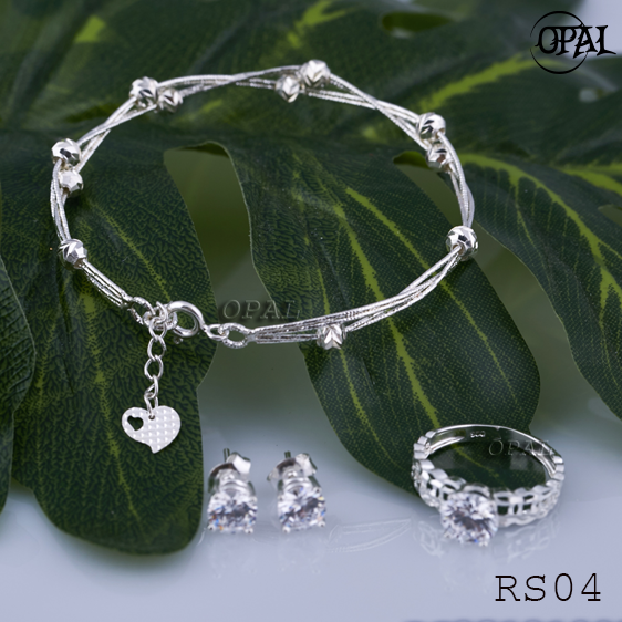 RS04- Bộ trang sức bạc đính đá ross OPAL