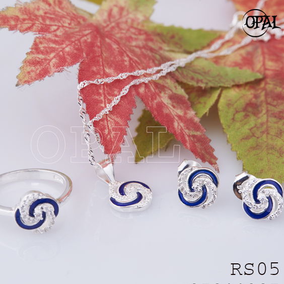 RS05-Bộ trang sức bạc đính đá ross OPAL