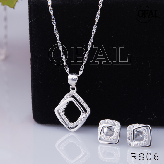 RS06 - Bộ trang sức bạc đính đá Ross OPAL