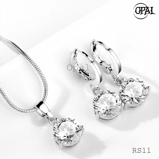 RS11- Bộ trang sức bạc đính đá ross OPAL