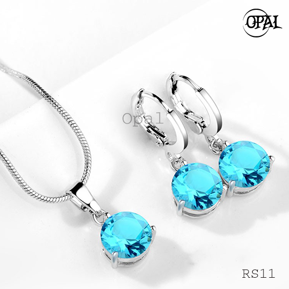 RS11- Bộ trang sức bạc đính đá ross OPAL