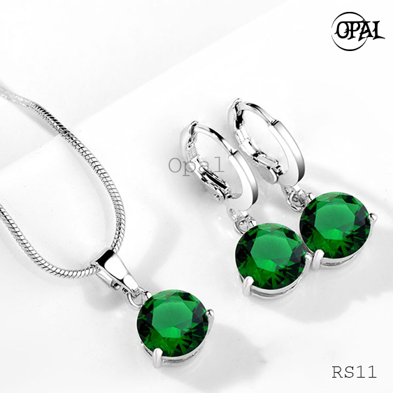 RS11- Bộ trang sức bạc đính đá ross OPAL