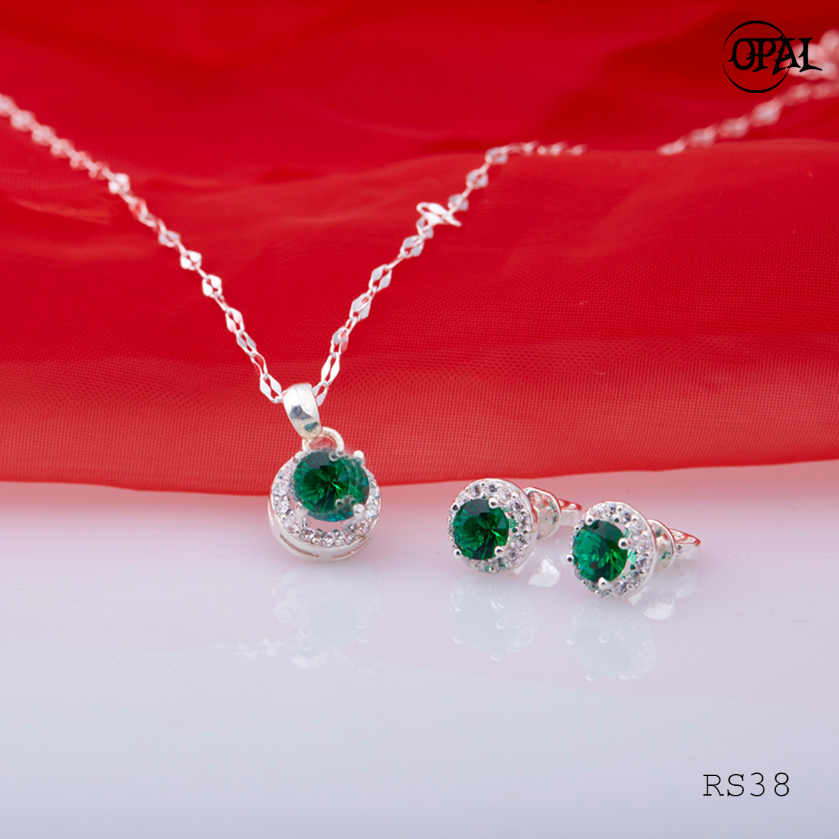 RS38-Bộ trang sức bạc đính đá ross OPAL