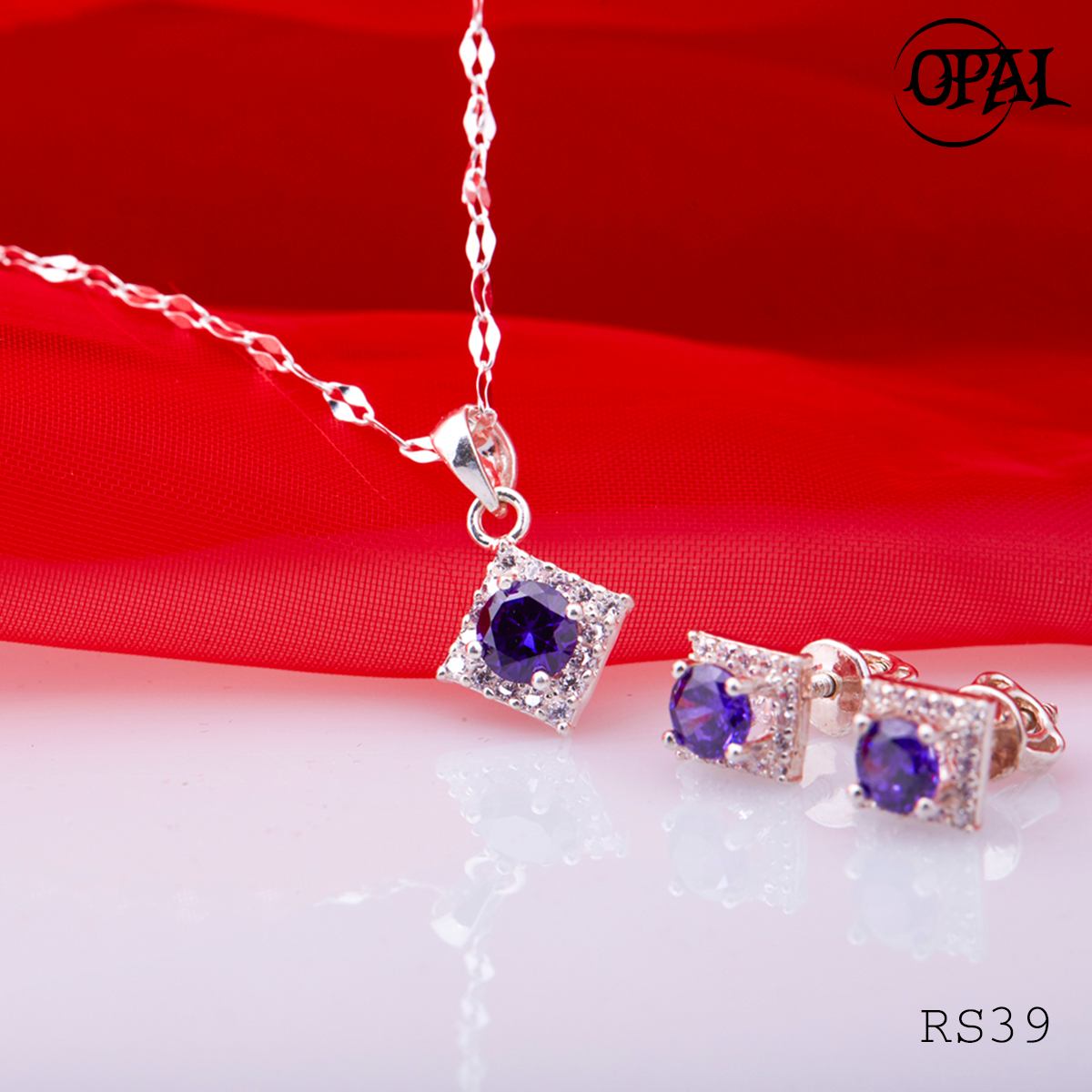 RS39-Bộ trang sức bạc đính đá ross OPAL
