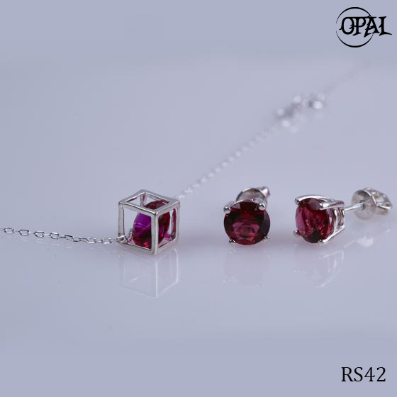  RS42-Bộ trang sức bạc đính đá ross OPAL 