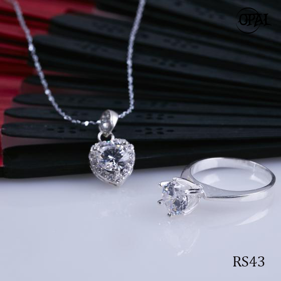  RS43-Bộ trang sức bạc đính đá ross OPAL 