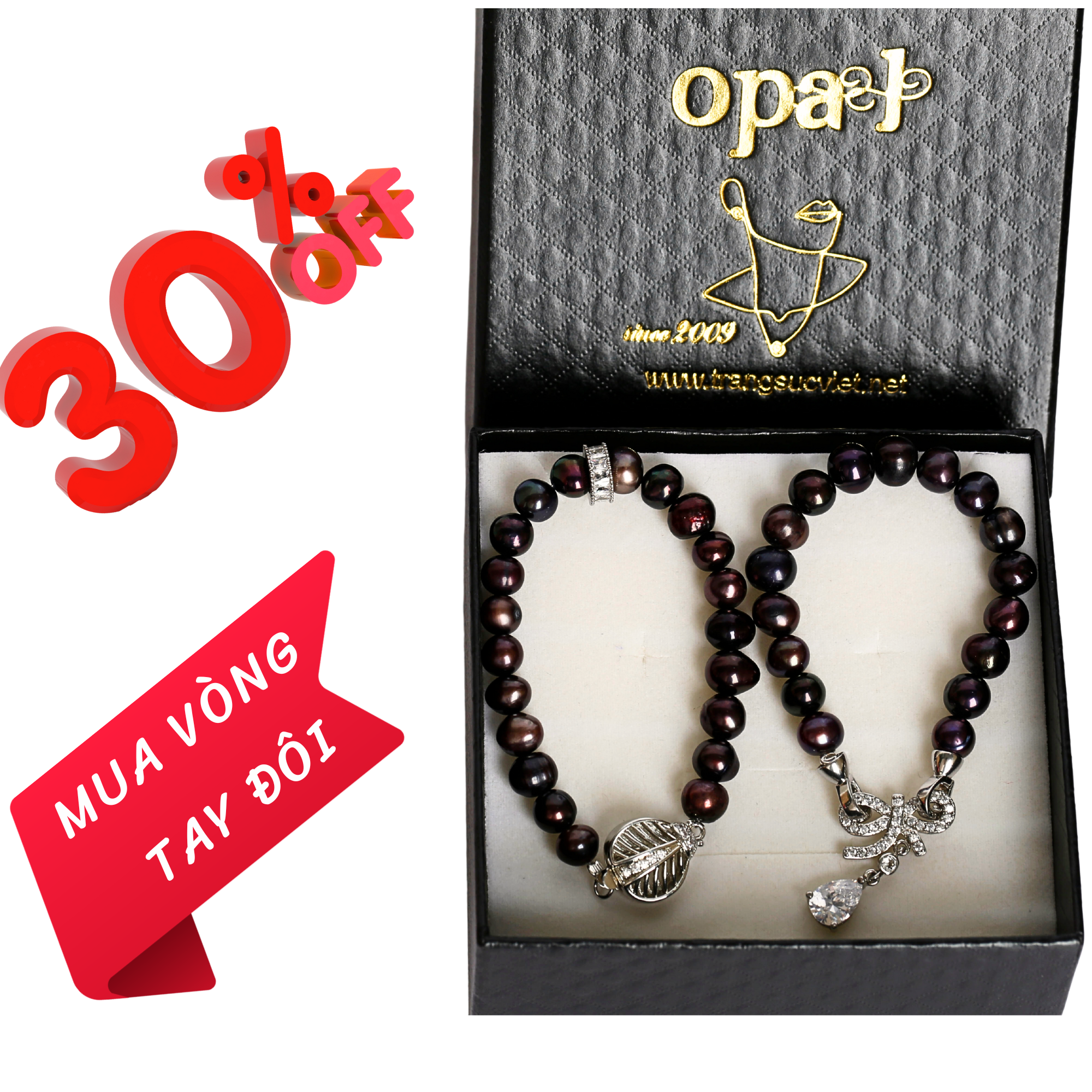 Bộ sưu tập Vòng Tay Song Hành – Gắn Kết Dịu Êm , ngọc trai ánh nâu thương hiệu Opal