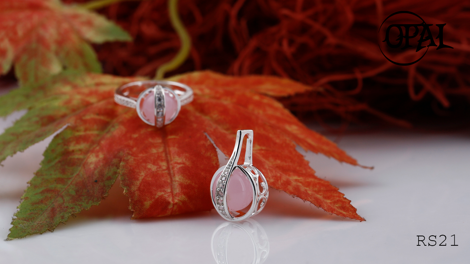 RS21- Bộ trang sức bạc đính đá ross OPAL