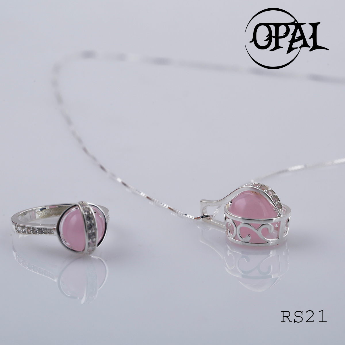 RS21- Bộ trang sức bạc đính đá ross OPAL