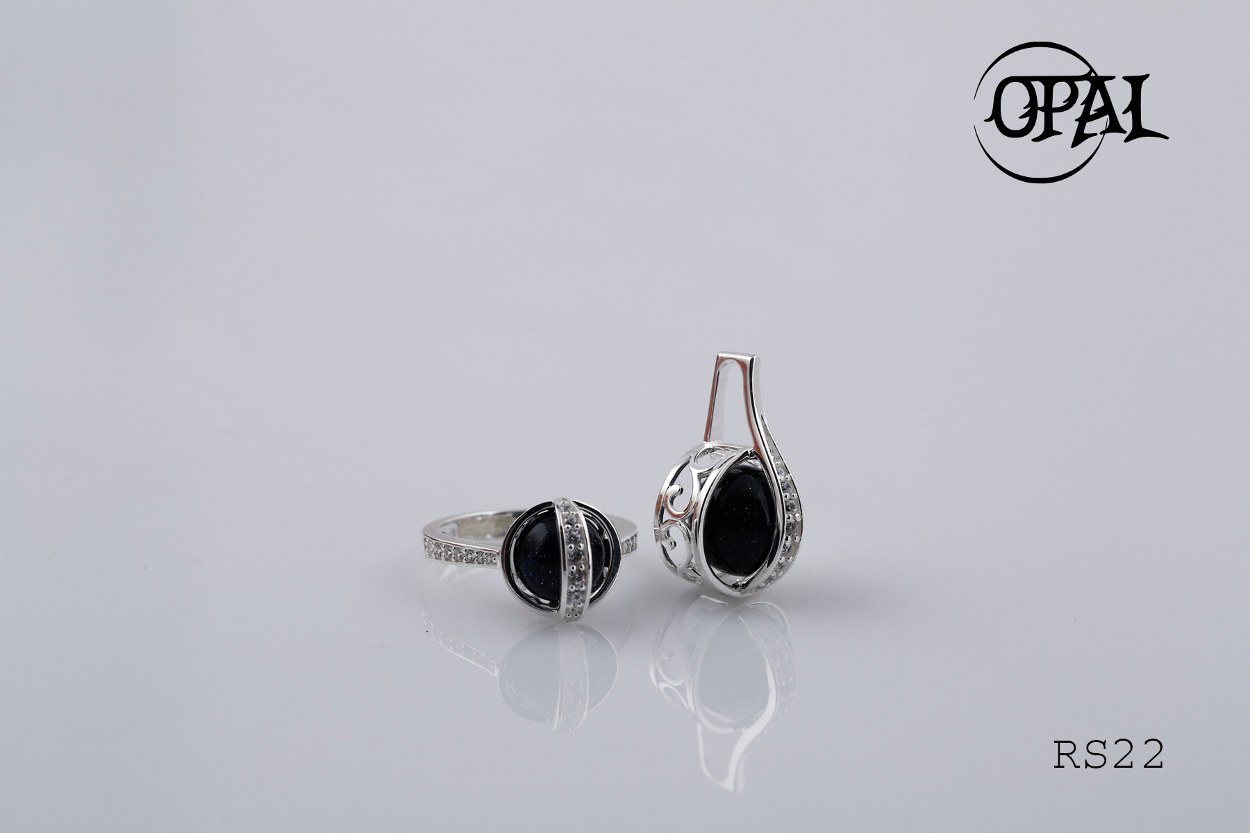 RS22- Bộ trang sức bạc đính đá ross OPAL