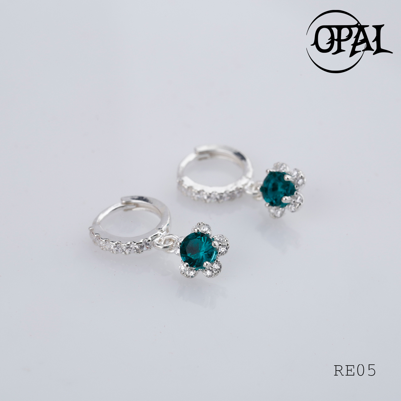 RE05 - Hoa tai bạc đính đá ross OPAL