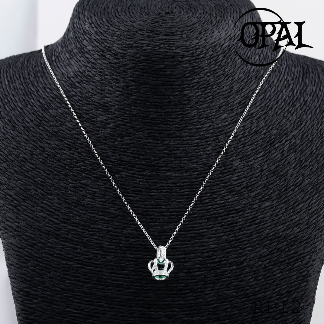 RP12 - Bộ mặt và dây chuyền bạc đính đá ross OPAL