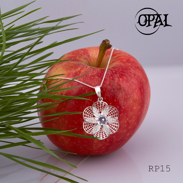  RP15 - Bộ mặt và dây chuyền bạc đính đá ross OPAL 