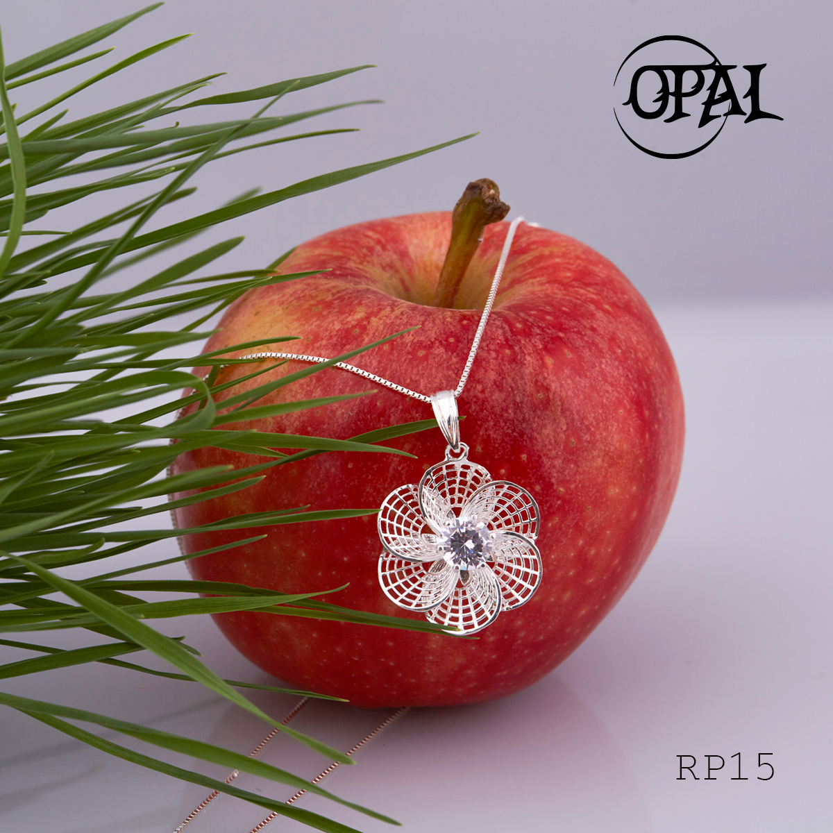 RP15 - Bộ mặt và dây chuyền bạc đính đá ross OPAL