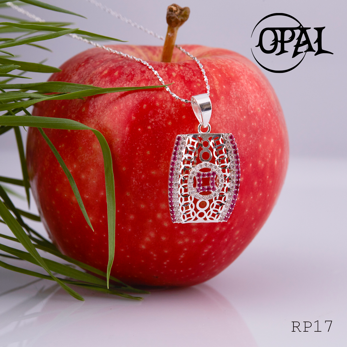 RP17 - Bộ mặt và dây chuyền bạc đính đá ross OPAL