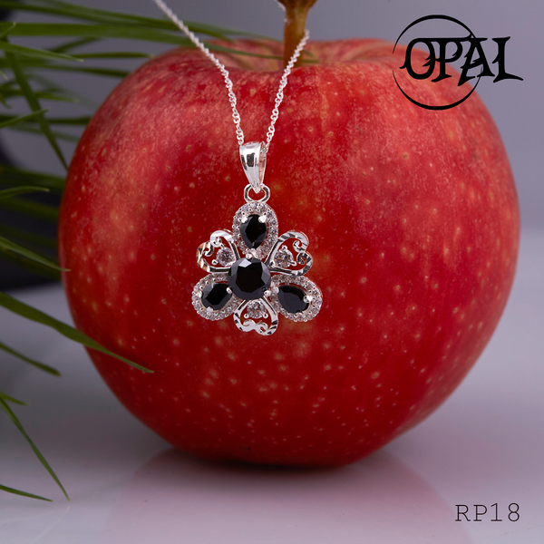  RP18-Bộ mặt và dây chuyền bạc đính đá ross OPAL 