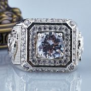RM01- Nhẫn bạc nam đính đá OPAL