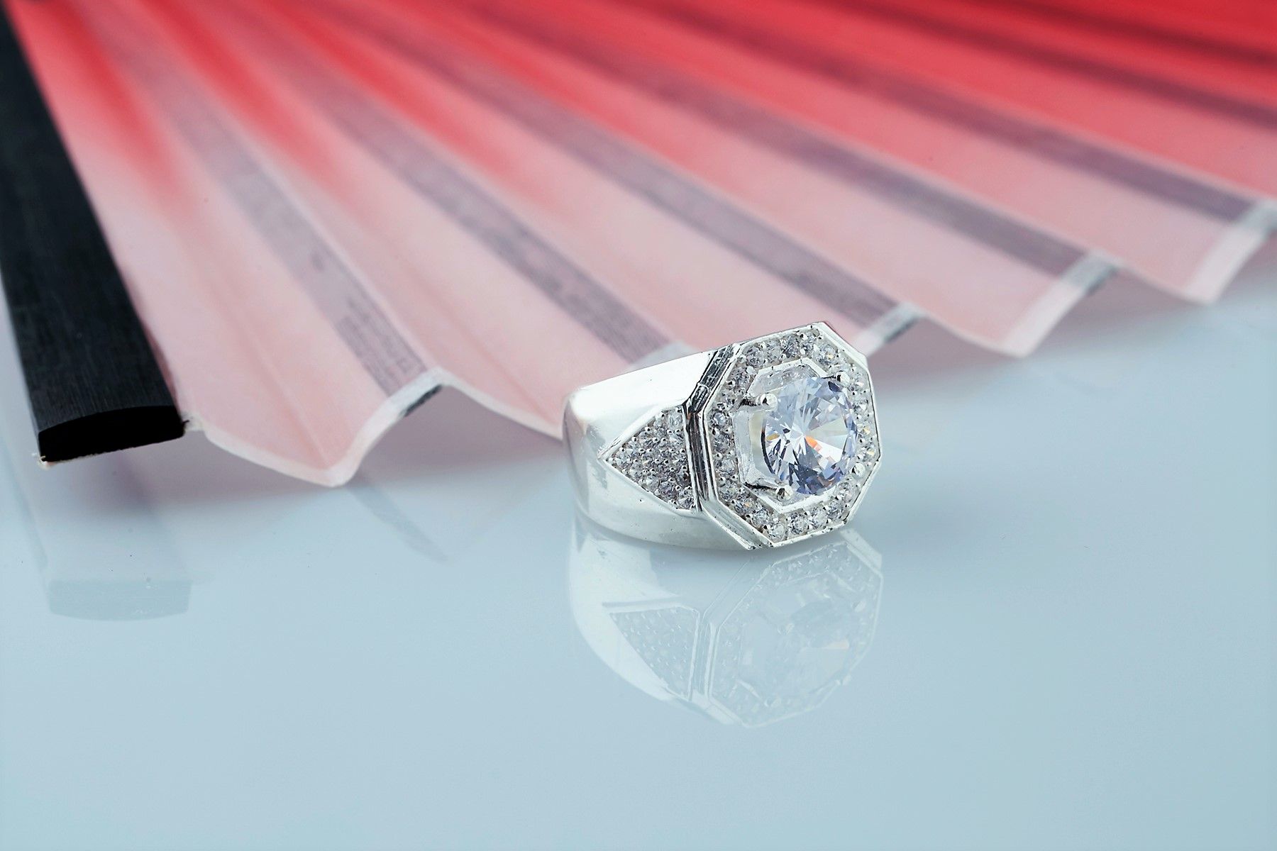 RM08 - Nhẫn bạc nam đính đá OPAL