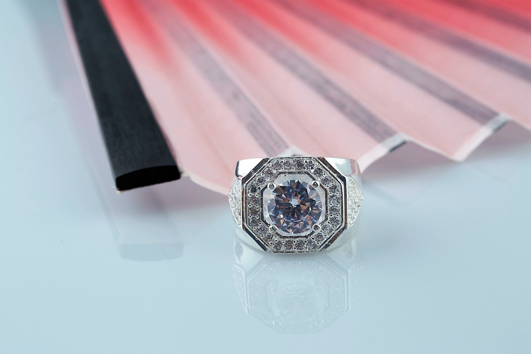 RM08 - Nhẫn bạc nam đính đá OPAL