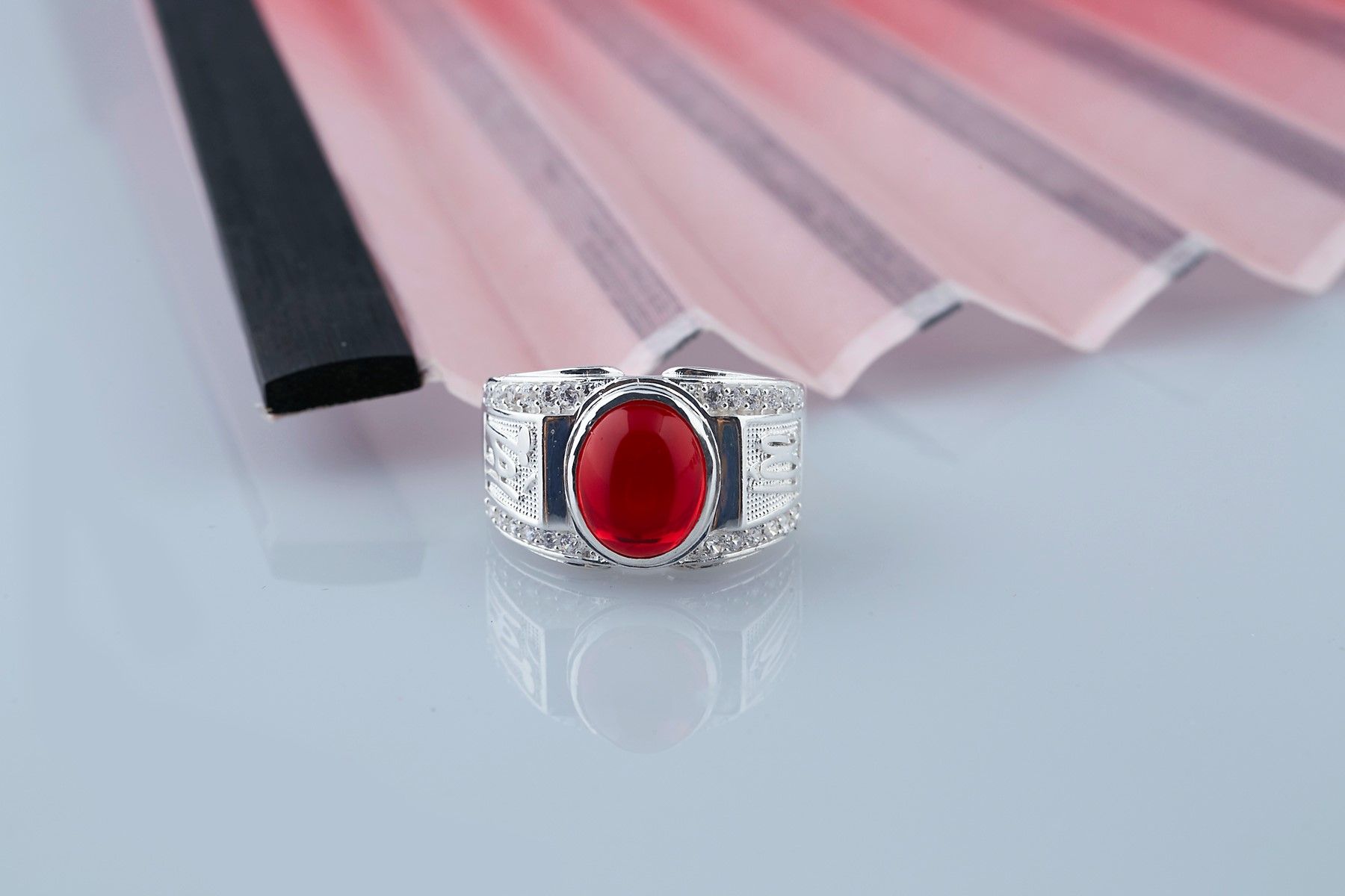 RM19 - Nhẫn bạc nam đính đá OPAL