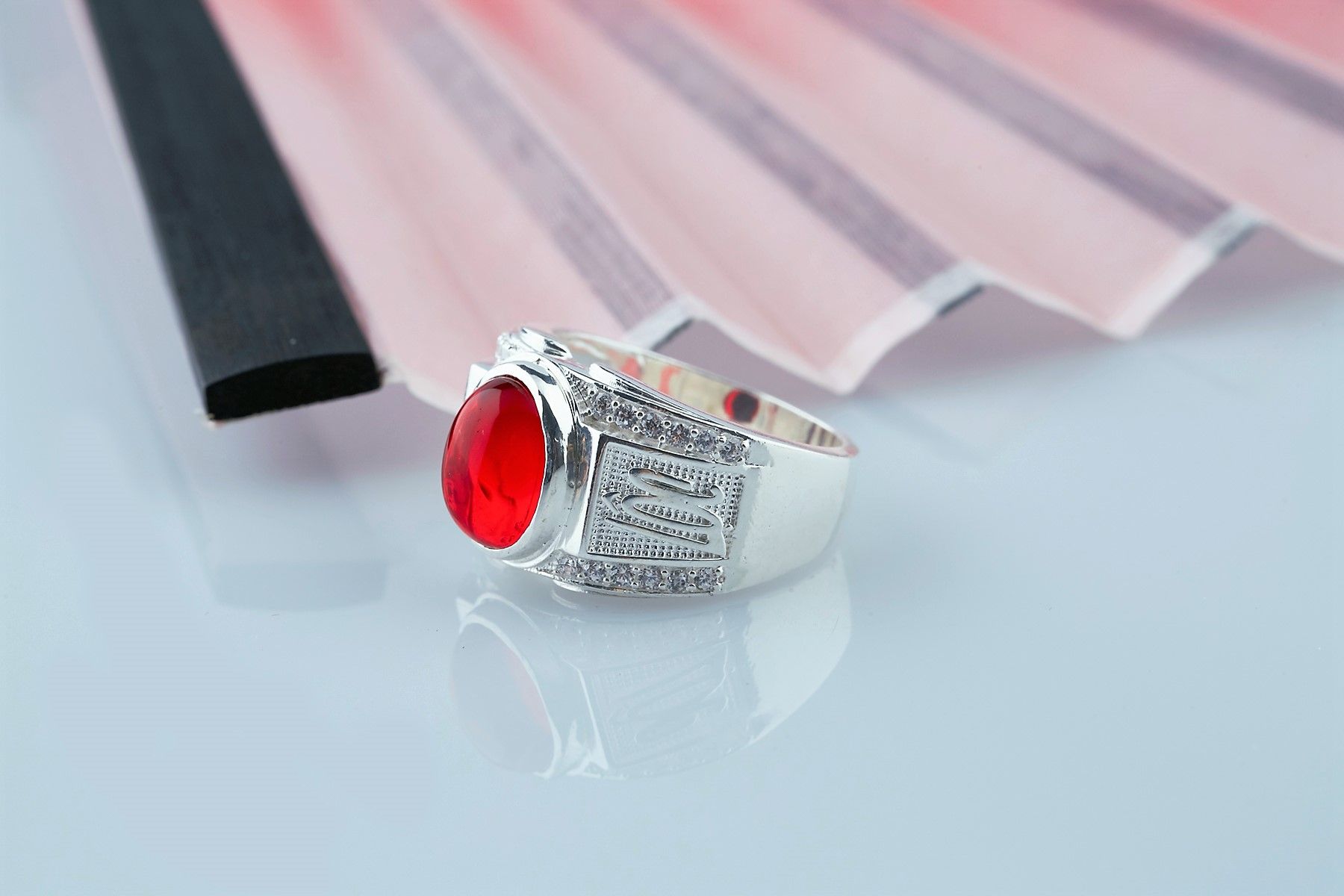 RM19 - Nhẫn bạc nam đính đá OPAL