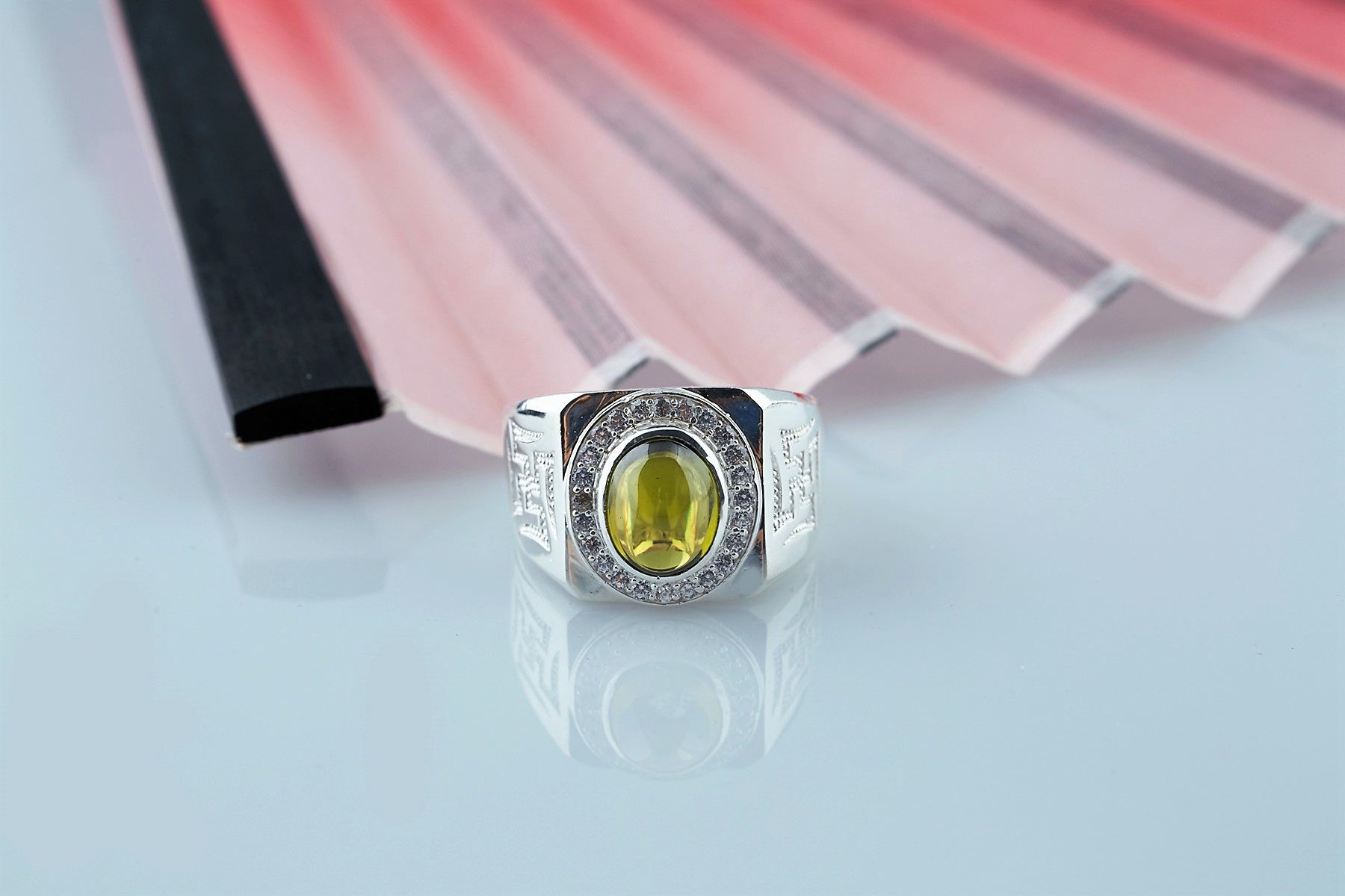 RM20 - Nhẫn bạc nam đính đá OPAL