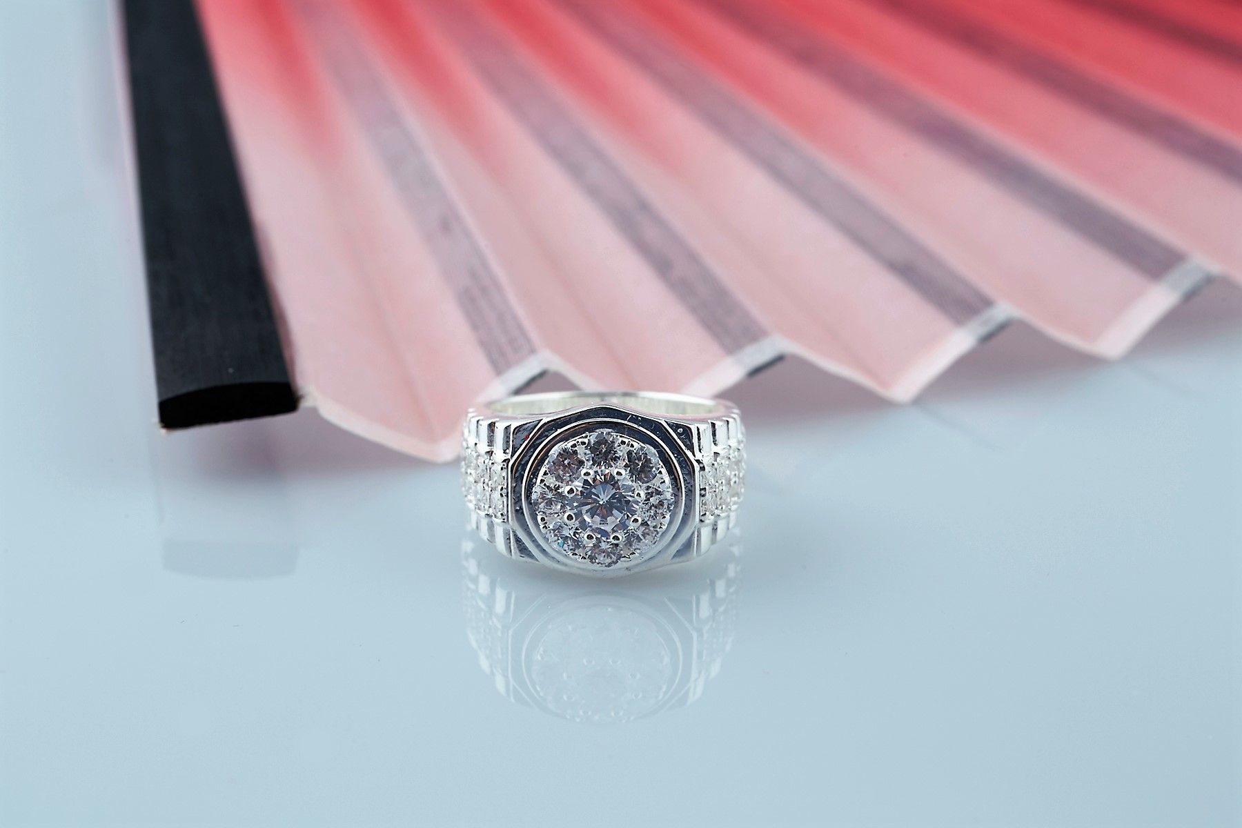 RM21 - Nhẫn bạc nam đính đá OPAL