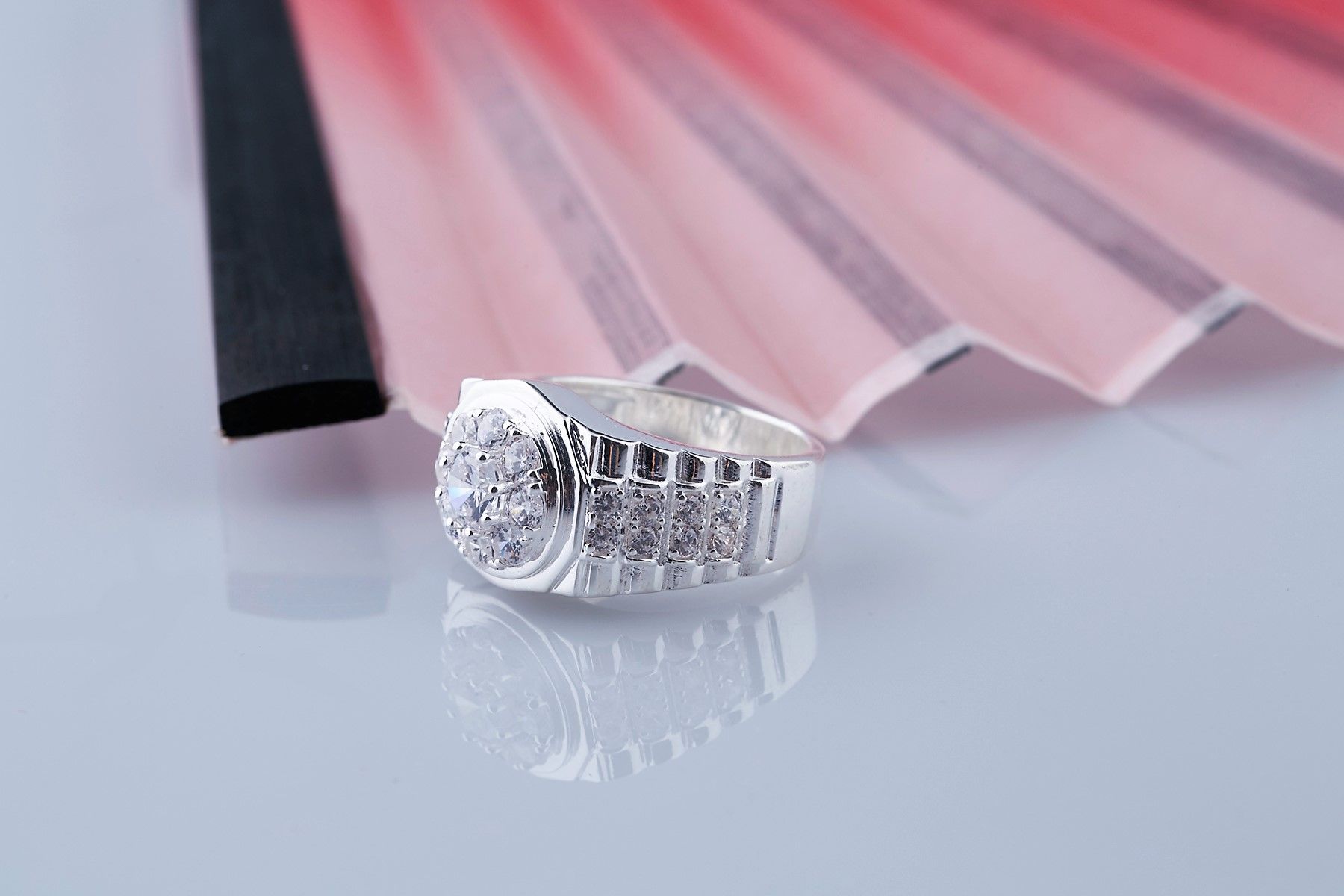 RM21 - Nhẫn bạc nam đính đá OPAL