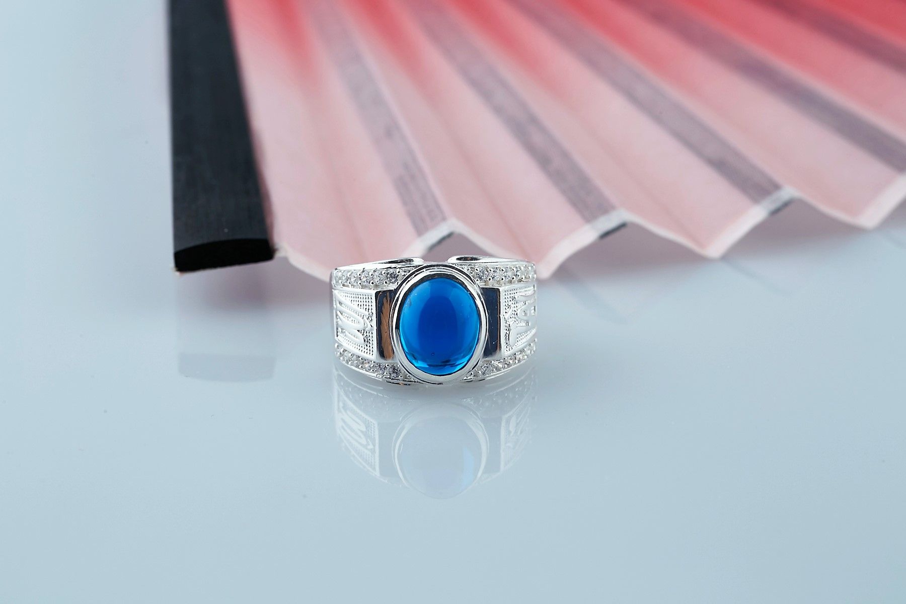 RM25 - Nhẫn bạc nam đính đá OPAL