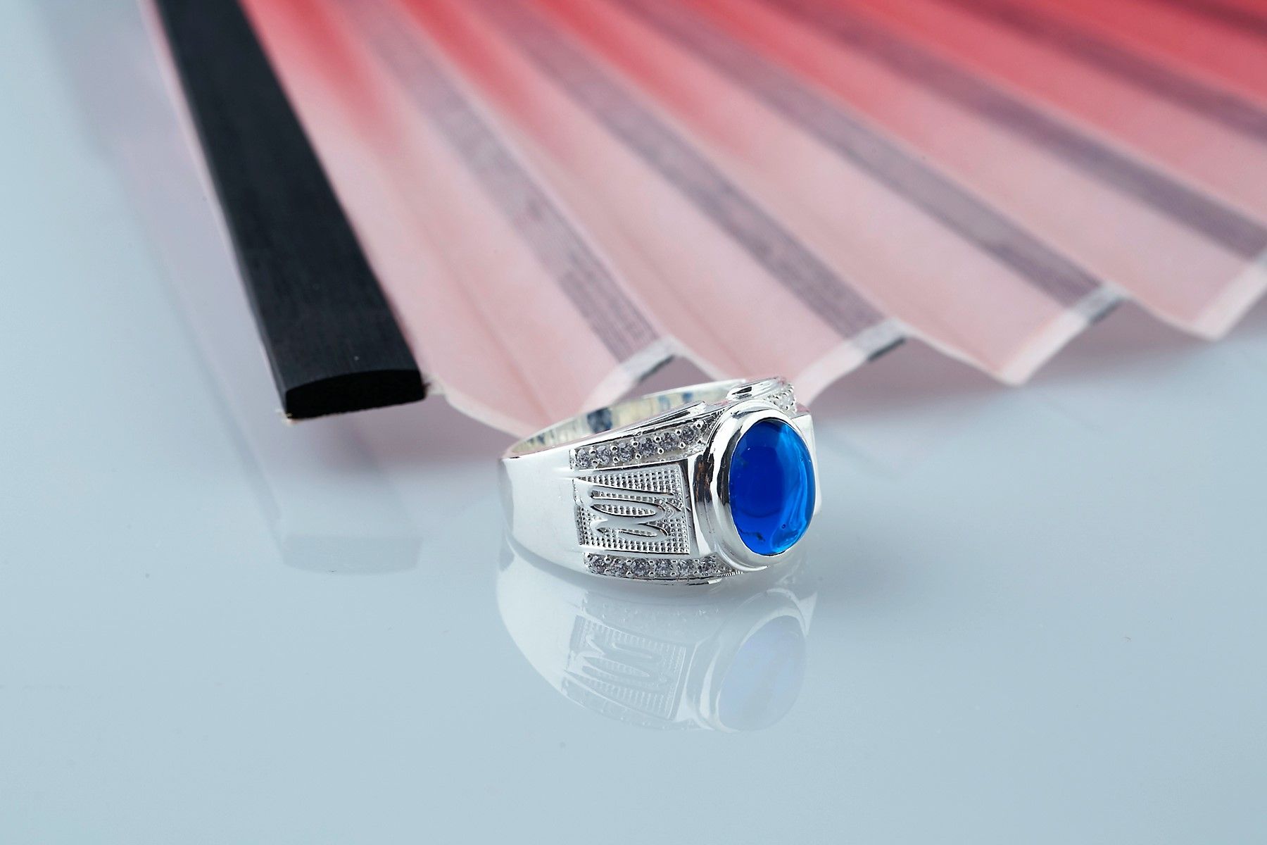 RM25 - Nhẫn bạc nam đính đá OPAL