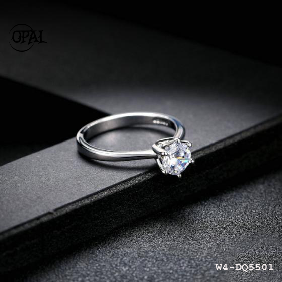 W4-DQ5501 - NHẪN BẠC 6 CHẤU ĐÍNH ĐÁ ROSS 7LI OPAL