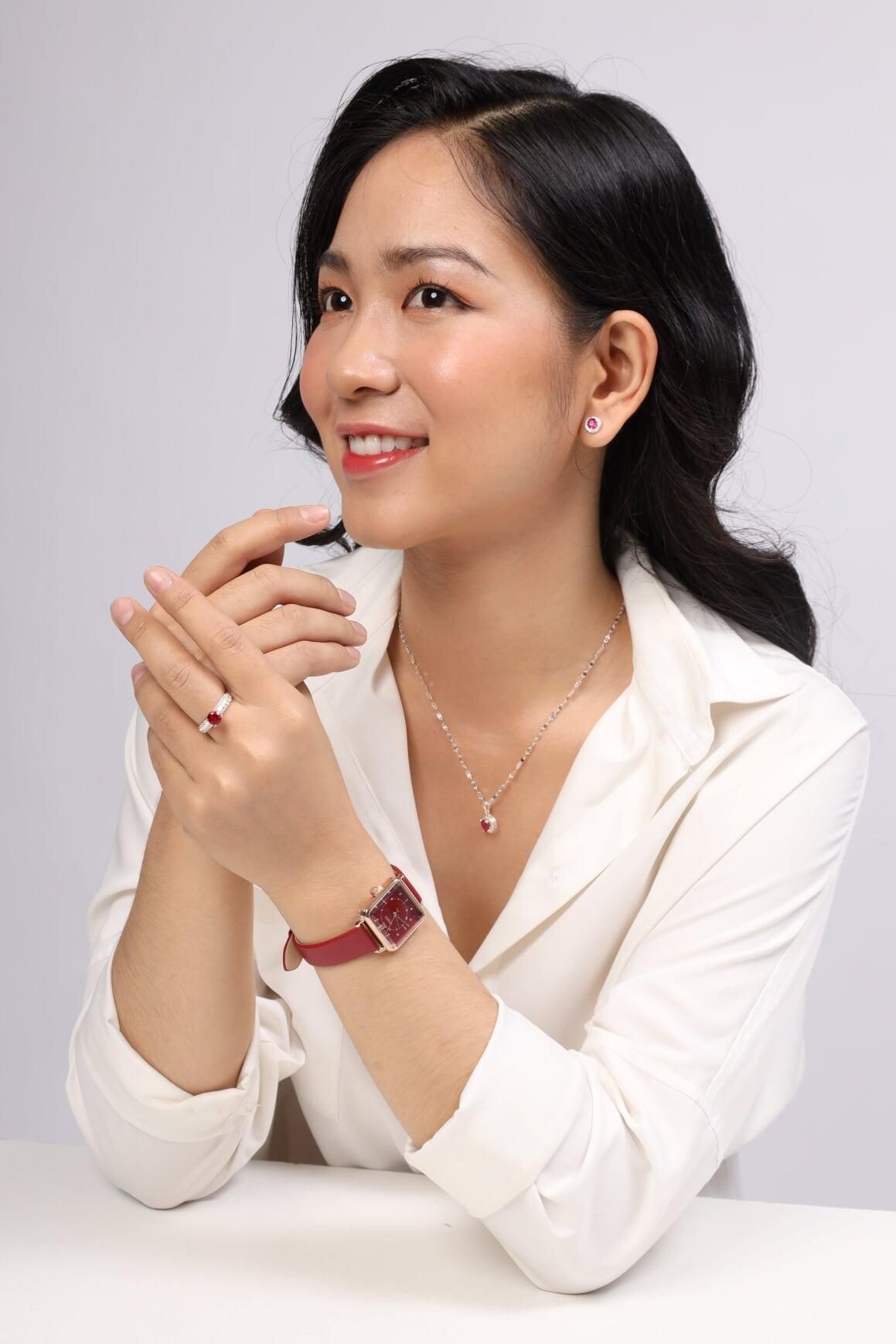 Bộ trang sức bạc đính đá Ross OPAL và đồng hồ chính hãng