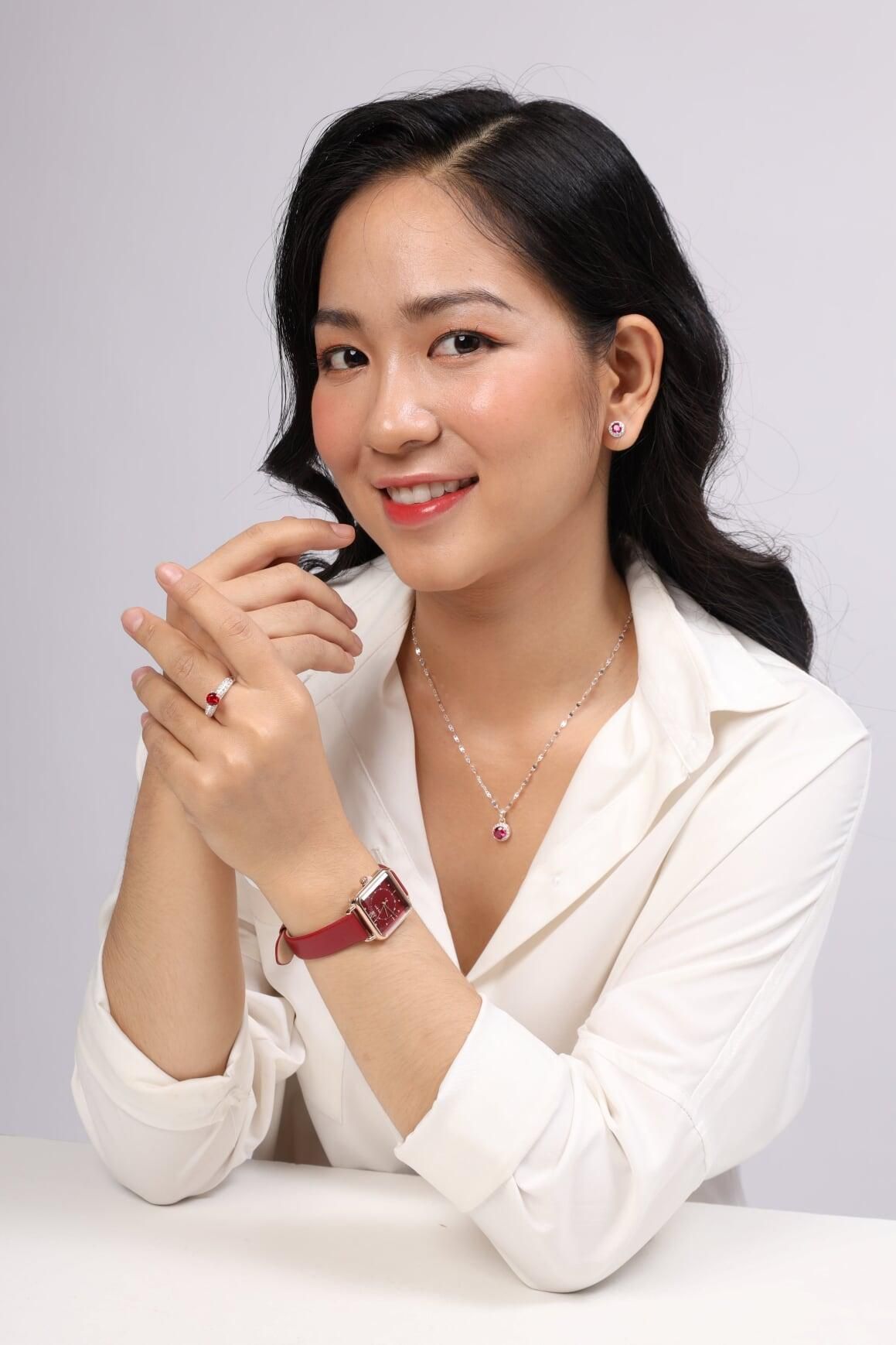 Bộ trang sức bạc đính đá Ross OPAL và đồng hồ chính hãng