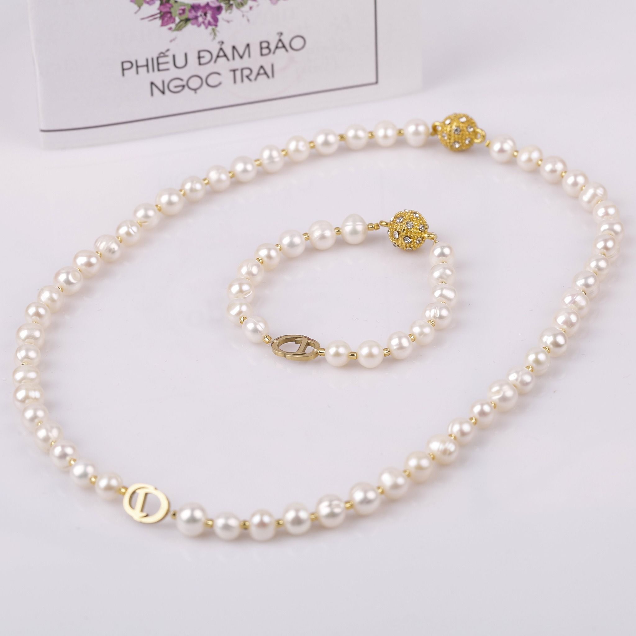  vòng cổ, vòng tay, hoa tai ngọc trai Opal - PBEN12212 