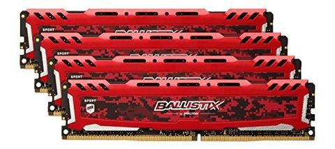 Crucial Ballistix Sport Lt Red 64Gb Kit (4 X 16Gb) Ddr4-2666 Udimm