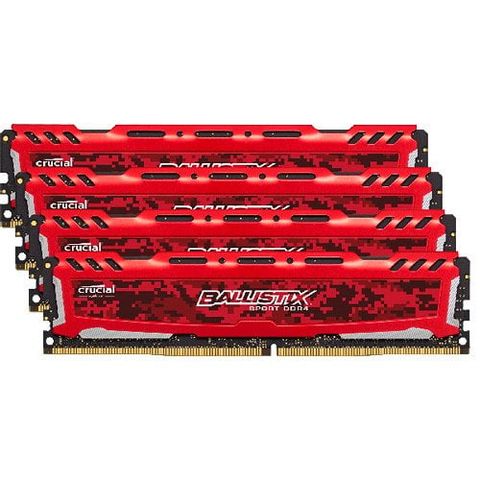 Crucial Ballistix Sport Lt Red 64Gb Kit (4 X 16Gb) Ddr4-2400 Udimm