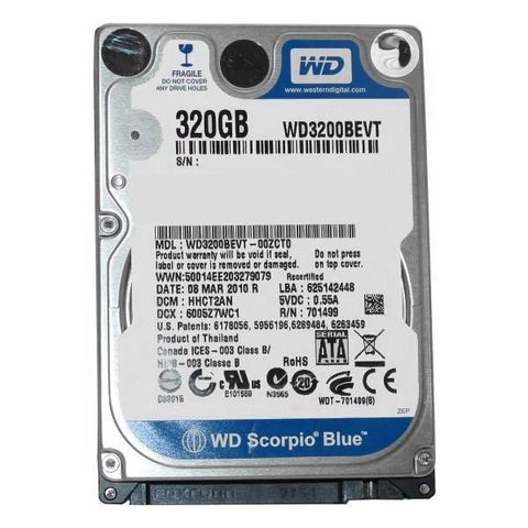 Hdd Wd Sata 320Gb - 2.5'