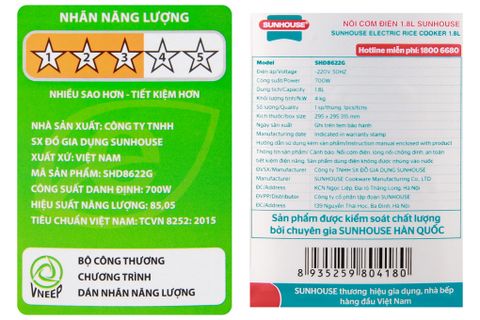 Nồi cơm nắp gài Sunhouse SHD8622G Xanh