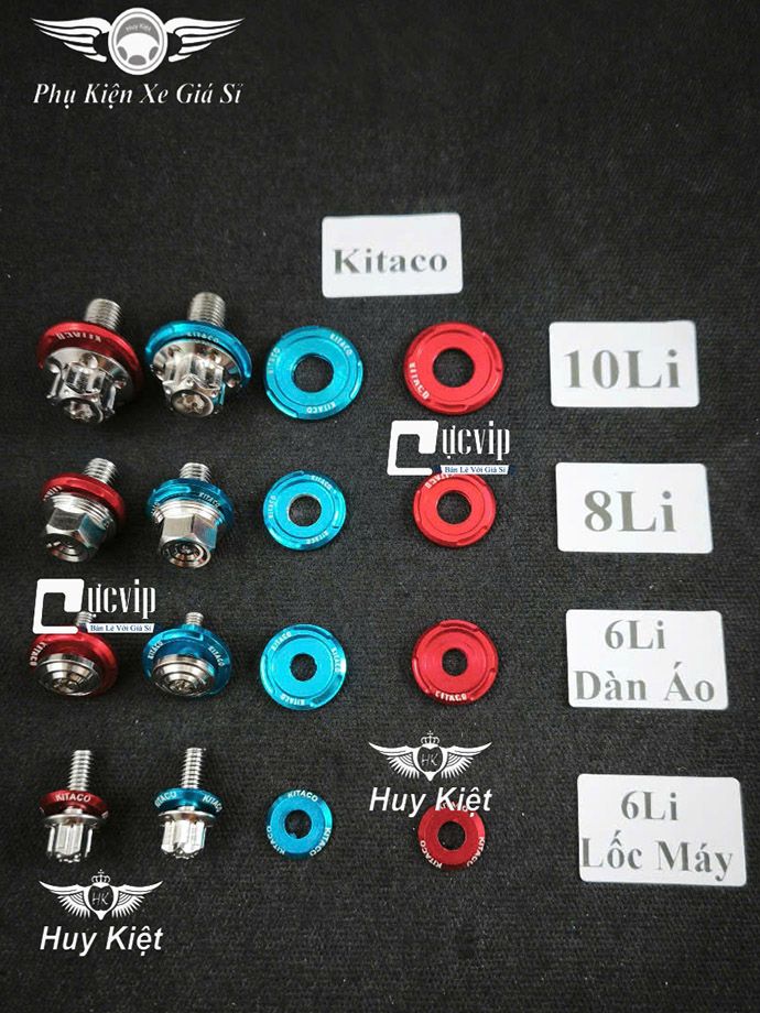 Lông Đền KITACO Nhôm (XANH, ĐỎ) 6Li Lốc Máy, 6Li Dàn Áo, 8Li, 10Li, 4Li Trơn (Giá 1 Con) MS9920