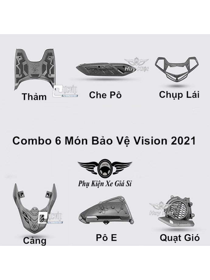 Combo 6 Món Bảo Vệ Cho Xe Vision 2021 - 2022 Carbon MS3959