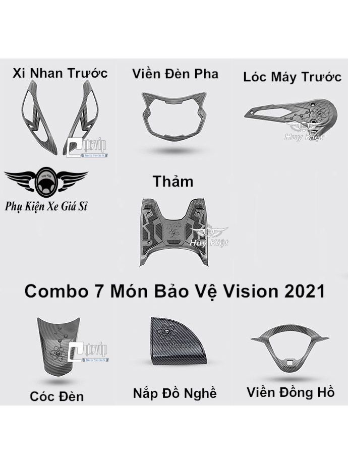 Combo 7 Món Bảo Vệ Cho Xe Vision 2021 - 2022 Carbon MS3960