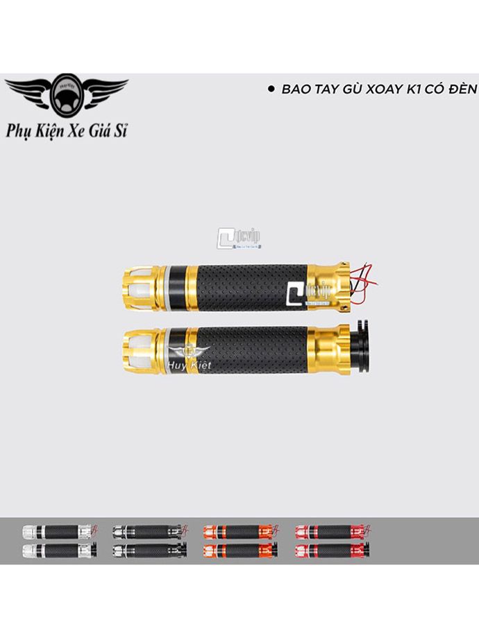 Cặp Bao Tay Xe Máy Nhôm CNC Gù Xoay K1 Có Đèn Gắn Mọi Loại Xe MS4012