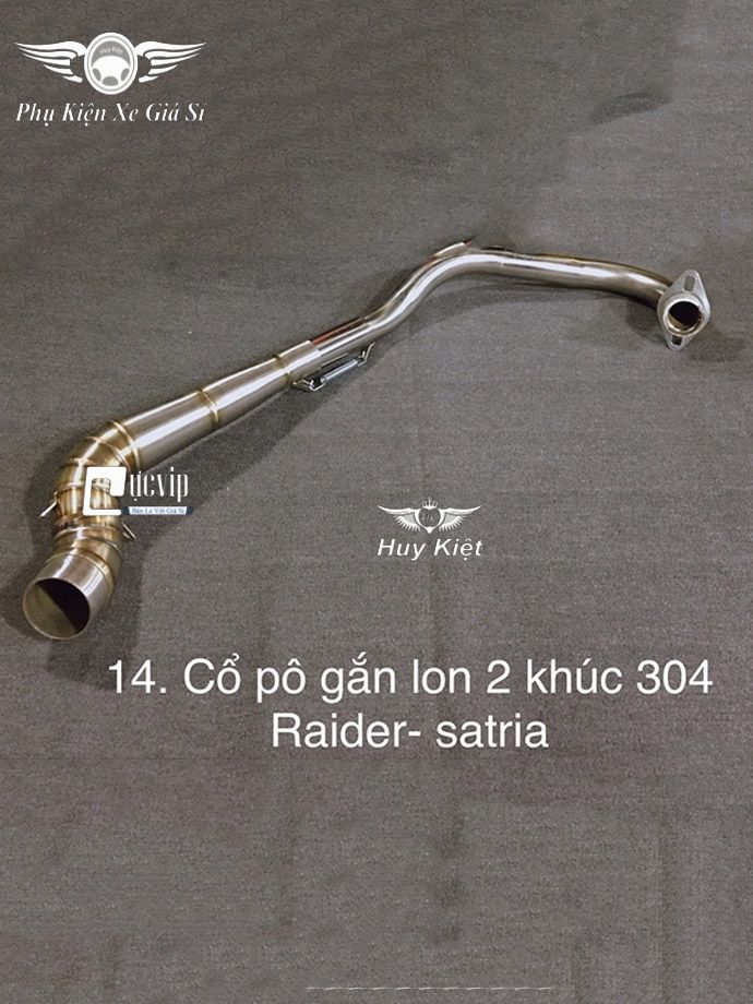 Cổ Pô 2 Khúc Raider, Satria Gắn Lon Pô Độ Inox 304 MS2216