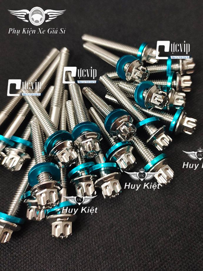 Bộ Ốc Lốc Máy Salaya M3 (PRO) Tặng Lông Đền Nhôm Xanh Lục Bảo Cho Xi Po, Win, Ex, Dr, Fu, Si, SH, Vario, AB, Wave, Sonic, Raider, Satria, Vision, Jupiter MS9999