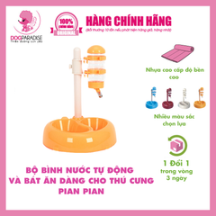 Bộ bình nước tự động và Bát ăn PIAN PIAN dành cho thú cưng chất liệu nhựa cao cấp cỡ 27x24x39cm